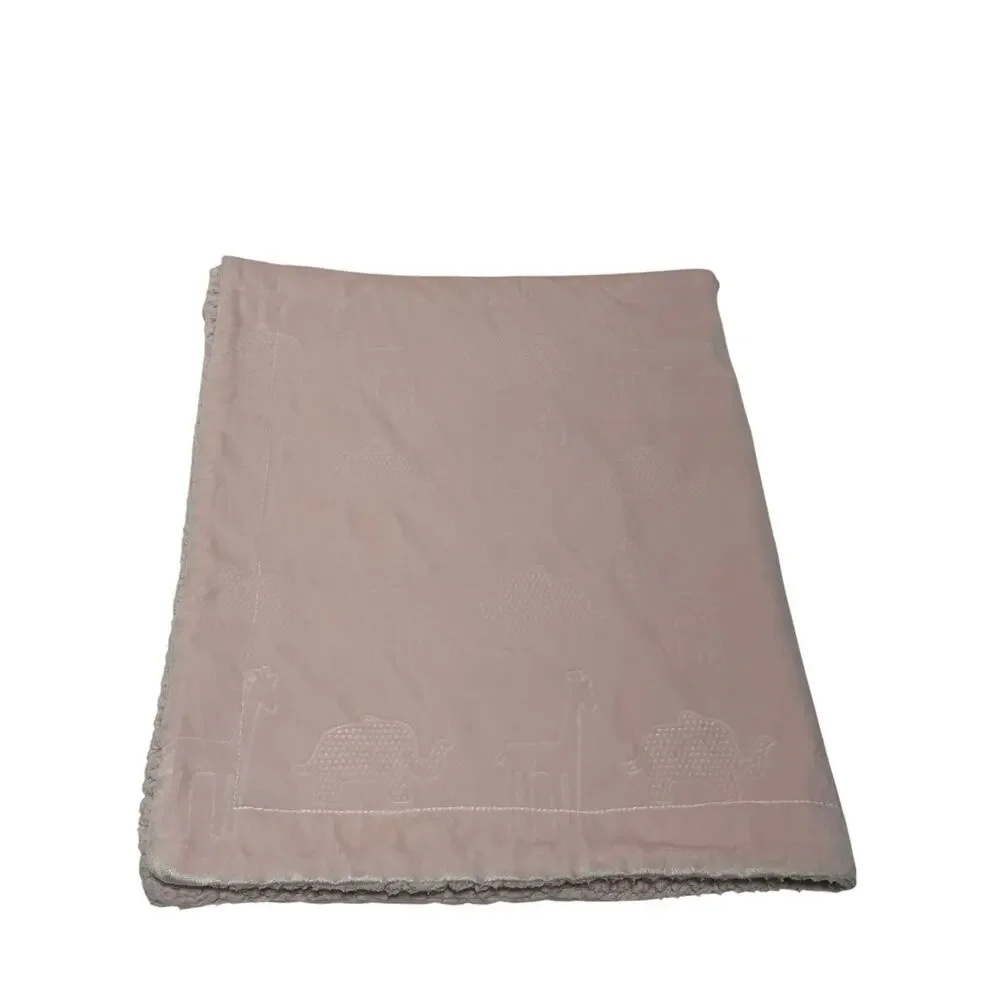 SL Home Fashions Pink Elephant Giraffe Embossed Baby Blanket Sherpa Back